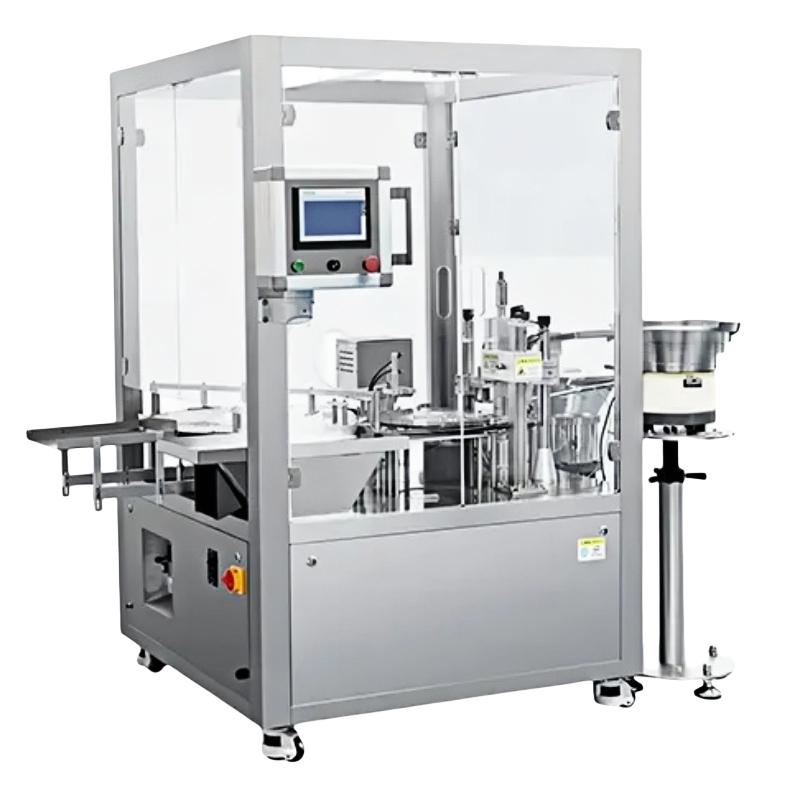 Pharmaceutical Small Dose Liquid Powder Filler Stopper Capper Filling Stoppering Capping Machine